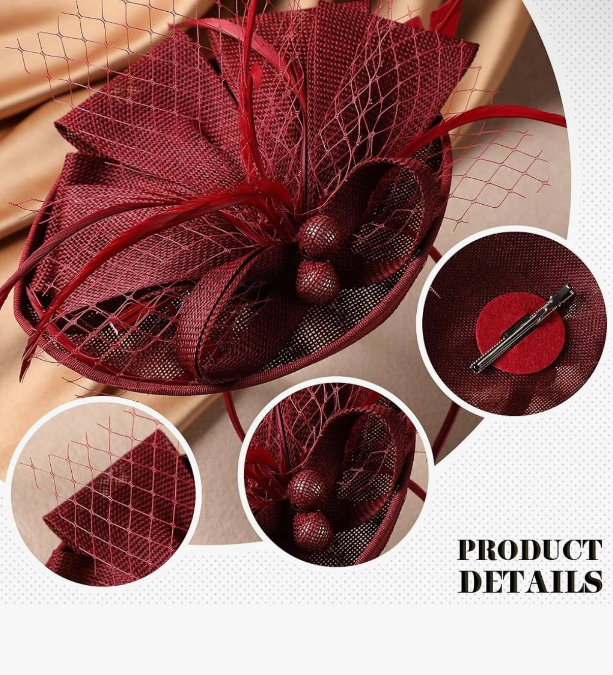 Burgundy Fascinator