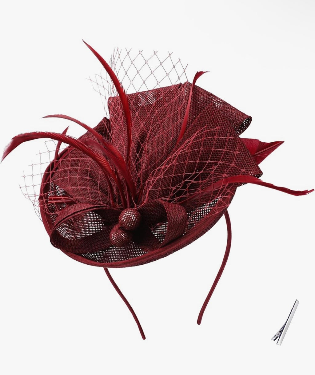 Burgundy Fascinator