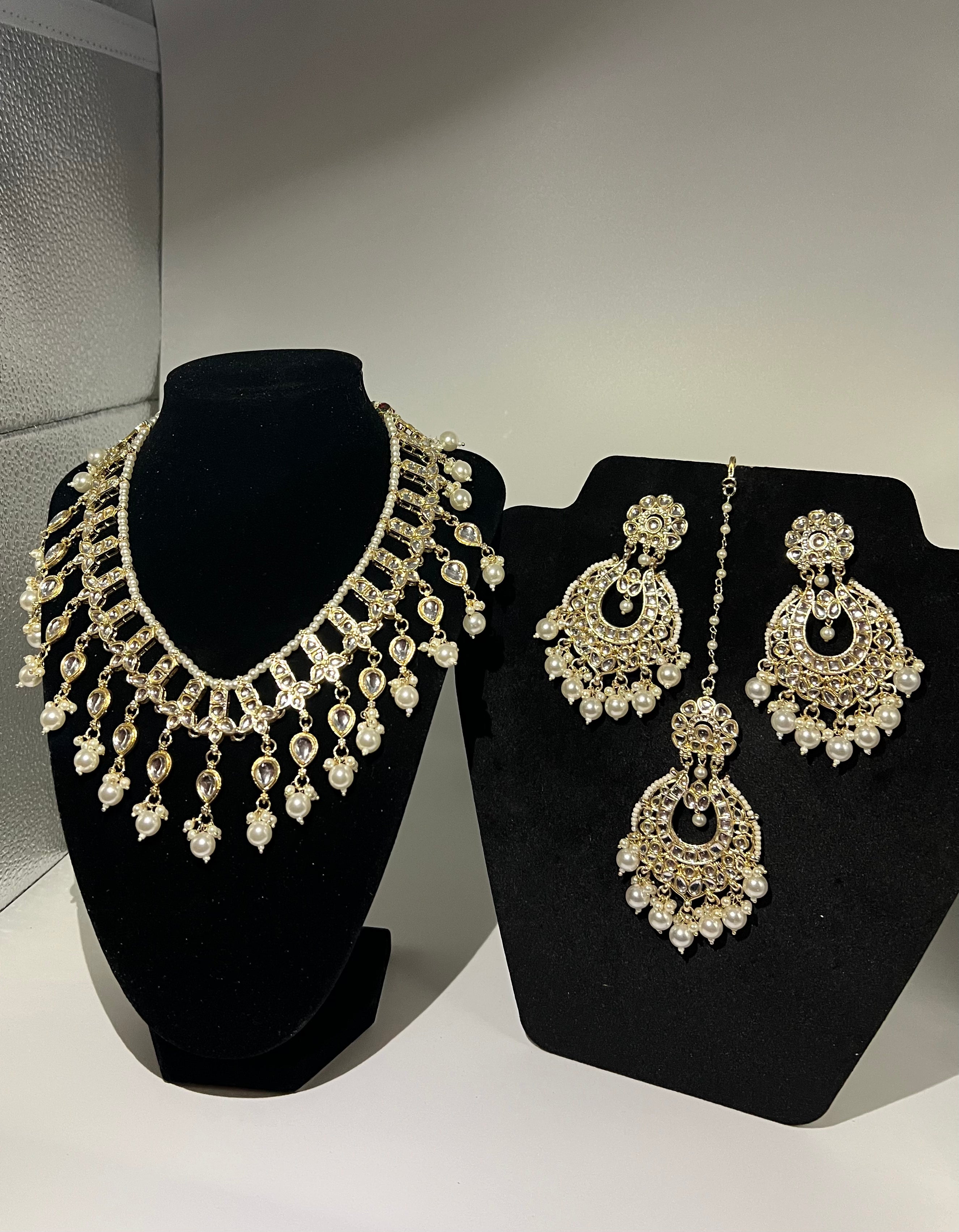 Royal Gold Necklace, Earrings & Tikka Set
