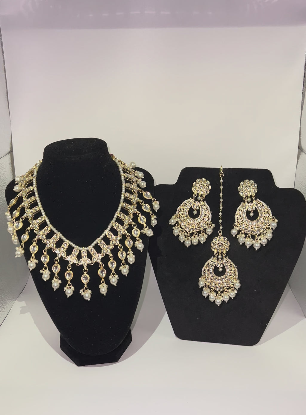 Royal Gold Necklace, Earrings & Tikka Set