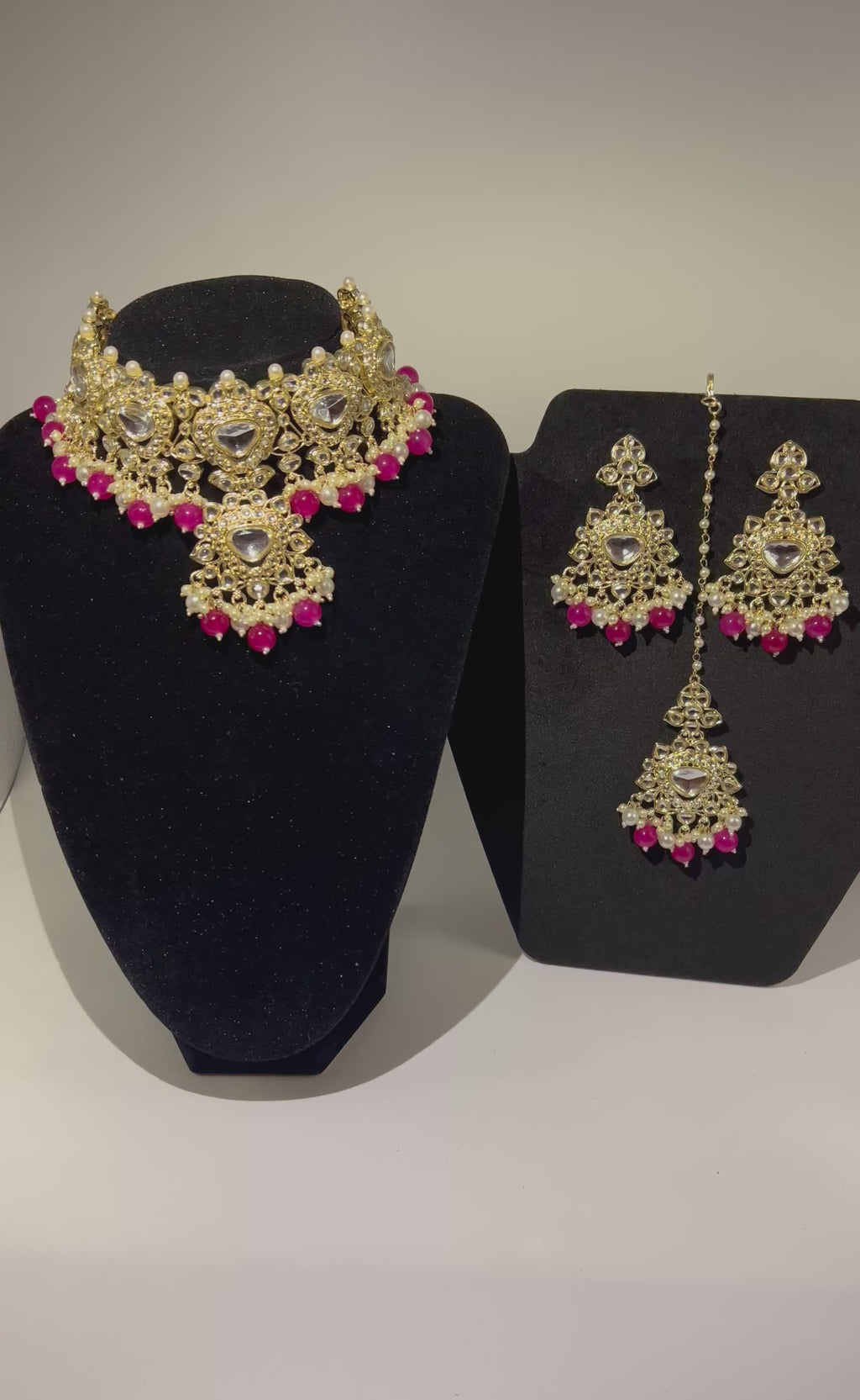 Gold and Pink Heavy Choker Set